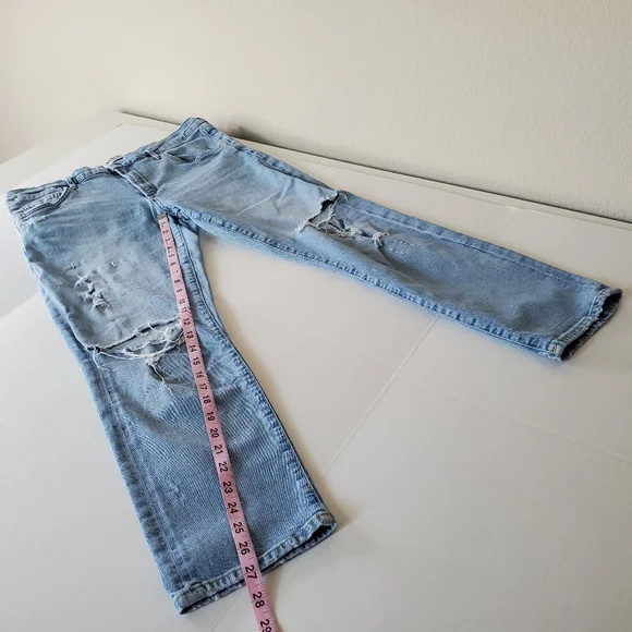 Agolde Light Wash Distressed Boyfriend Jeans - Picture 12 of 13